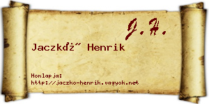 Jaczkó Henrik névjegykártya